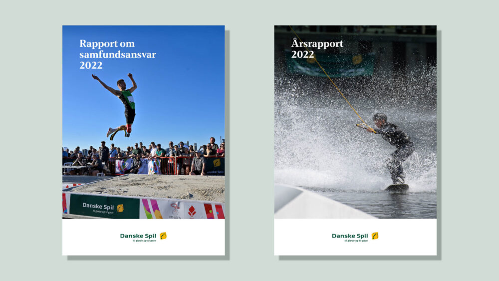Danske Spil, forsider af rapport om samfundsansvar og årsrapport 2022